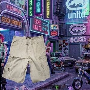 Ecko Unltd Men's Cargo Shorts in Cream Size 40